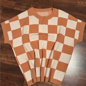 Orange and Cream Checkered Sweater